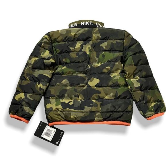 Nike Youth NSW Puffer Jacket Army Camouflage/Orange 76G459-A38 size 2T New - Picture 9 of 11